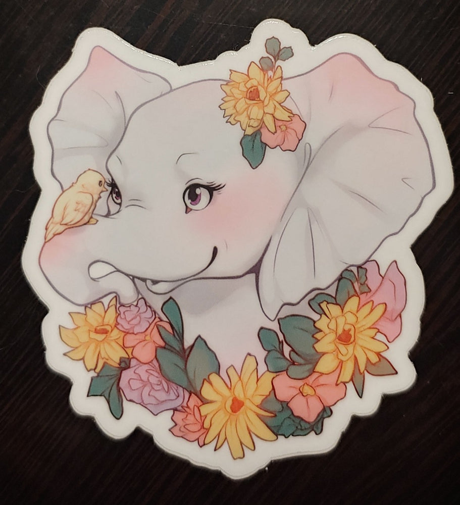 
                  
                    Load image into Gallery viewer, Floral Elephant Sticker
                  
                